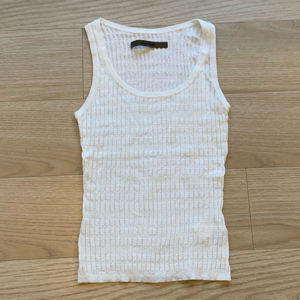Enza Costa White Linen Cotton Sweater Tank NWOT Size Medium
